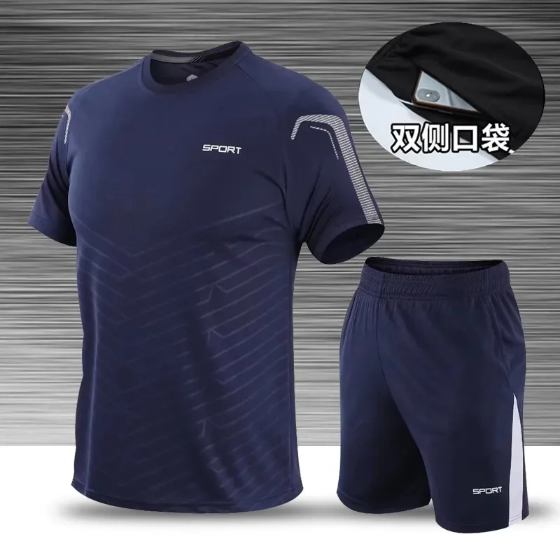 

New sports running suit, men's short sleeved round neck T-shirt, fitness training, quick drying clothes, casual team clothing cu