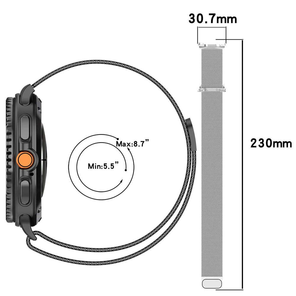 BEHUA cinturino milanese per Samsung Galaxy Watch 8 cinturino in metallo con cinturino connettore per accessori classici Galaxy Watch8