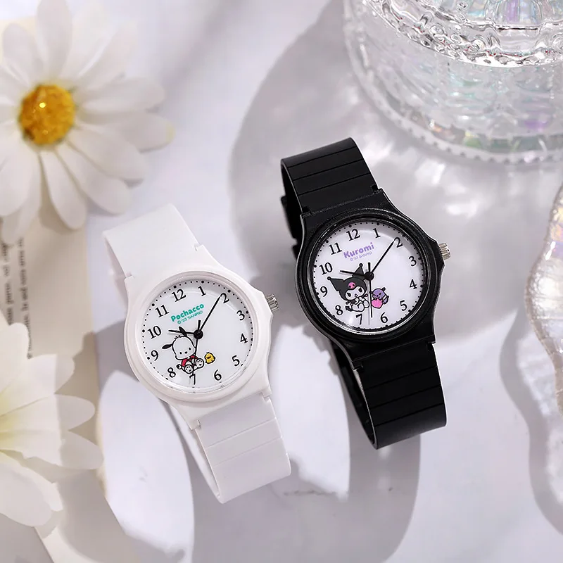 Sanrio Kuromi Simple Cartoon Pochacco Mymelody Quartz Watch Women's Student Watch Cinnamoroll Silicone Strap Watch Birthday Gift