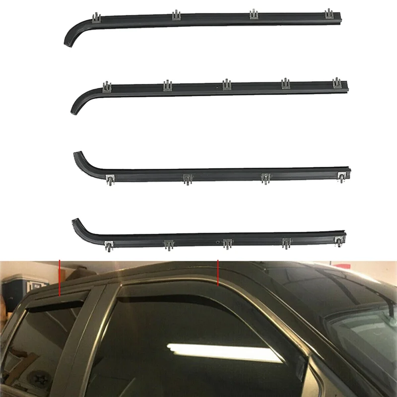 

H5-4Pcs Inner Outer Car Door Window Seal Belt Weatherstrip Kit F2TZ1521457A E7TZ1521453A For Ford F150 F250 F350 1987-1997