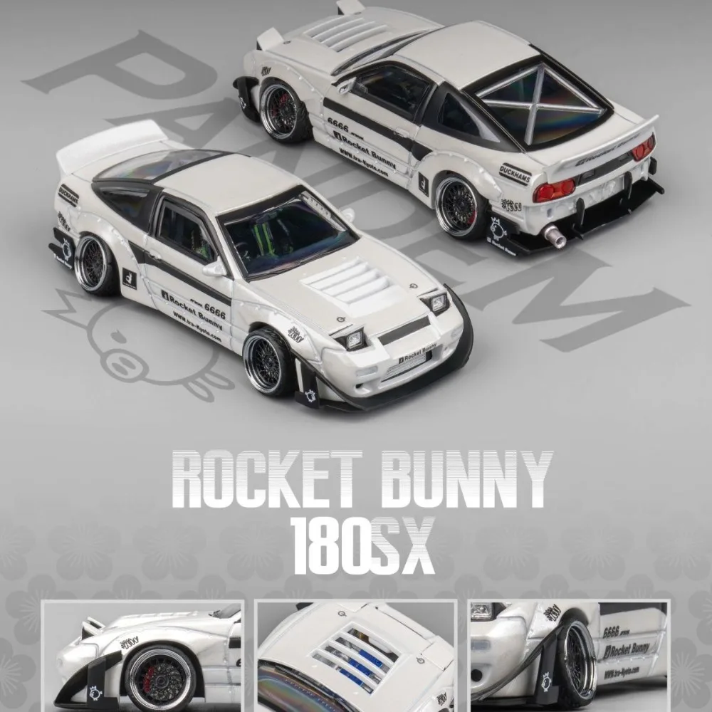 Micro Turbo 1:64 180SX ROCKET BUNNY Pandem True Scale Miniatures Alloy Premium Diecast Vehicle Model Ornaments Collection