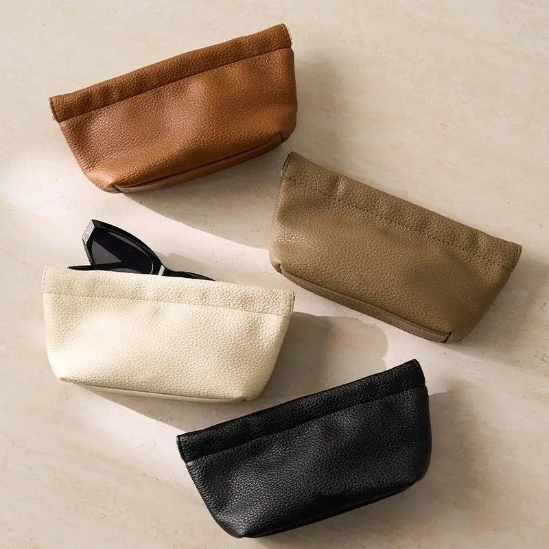 Soft PU Leather Sunglasses Portable Magnetic Attraction -Resistant Eyeglass Case Multi Functional Daily Storage Bag
