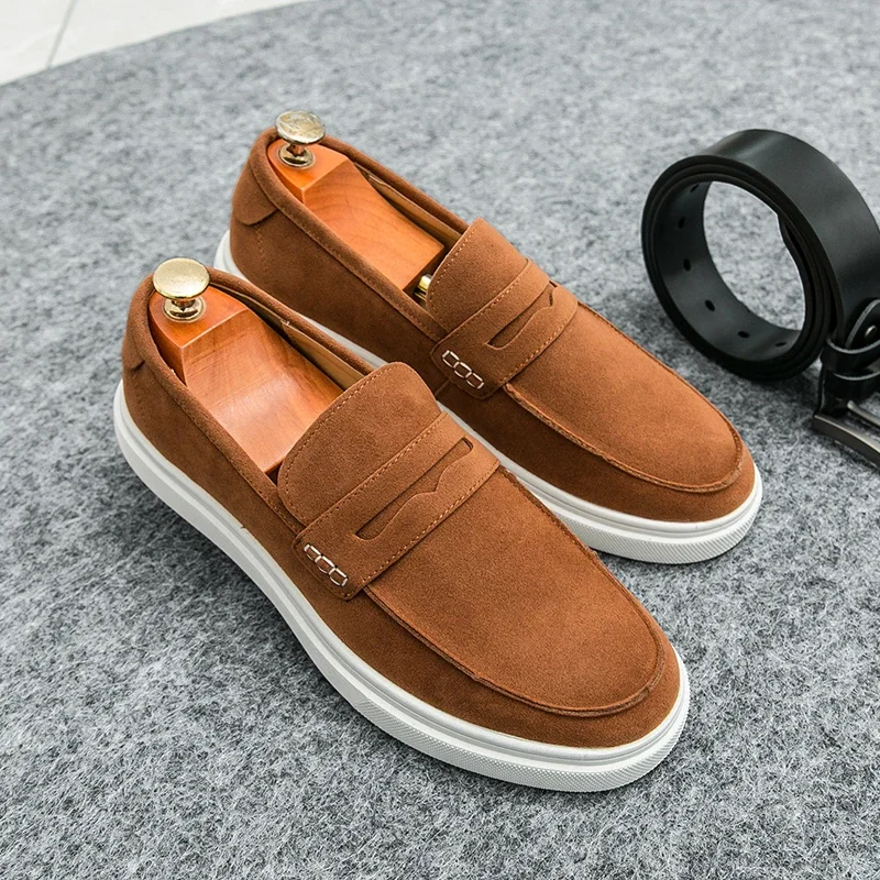 Men Fashion Casual Men's Vulcanized Shoes One Step Drive Easy Outdoor Shoes Black Brown Size 39-44 Men  Shoes