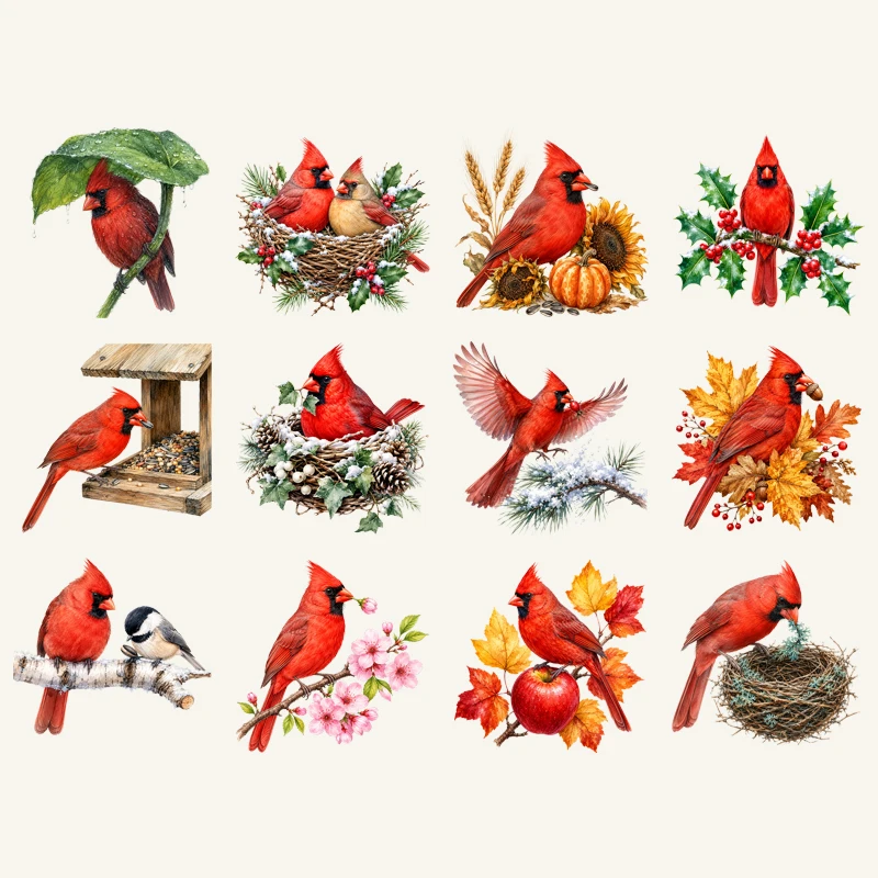 Christmas Red Cardinal Bird spring DTF Rub On Transfer Sticker Printing Clothing Patch, Children's Patch Thermal Application