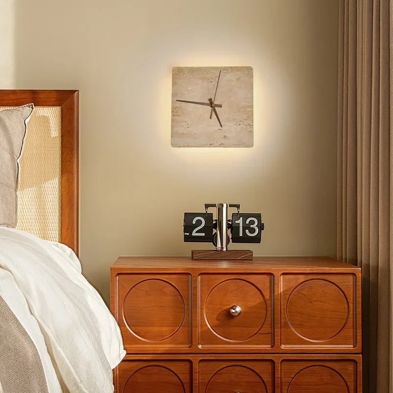 Modern Cave Stone Clock Wall Lamp Bedroom Living Room Background Wall Atmosphere Light Staircase Entrance Hotel Decor Lighting