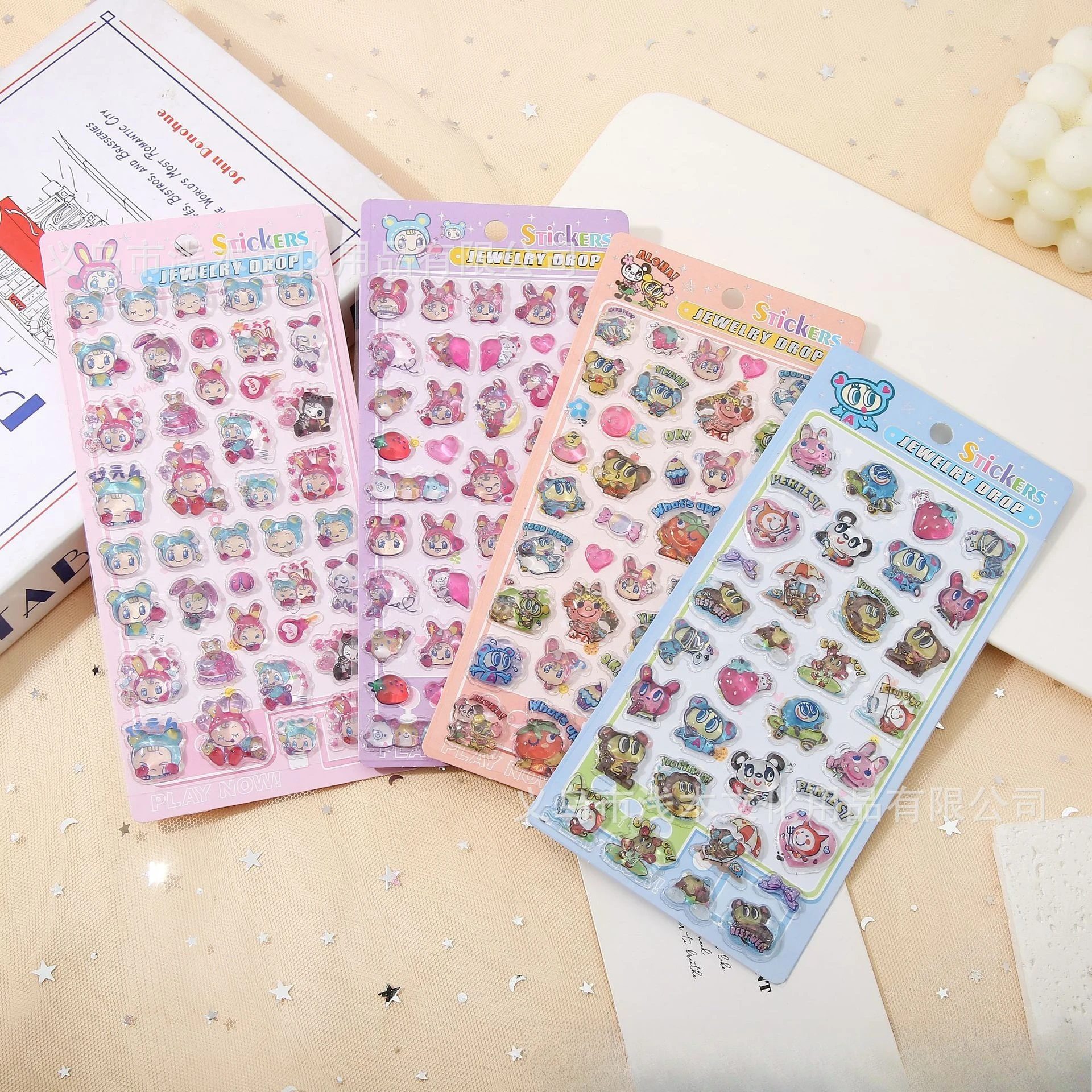 

Lovely Cartoon Pet Clear Raised Epoxy Stickers Multicolor Bunny Bear Decal for Planner Album Children Party Favors Decor