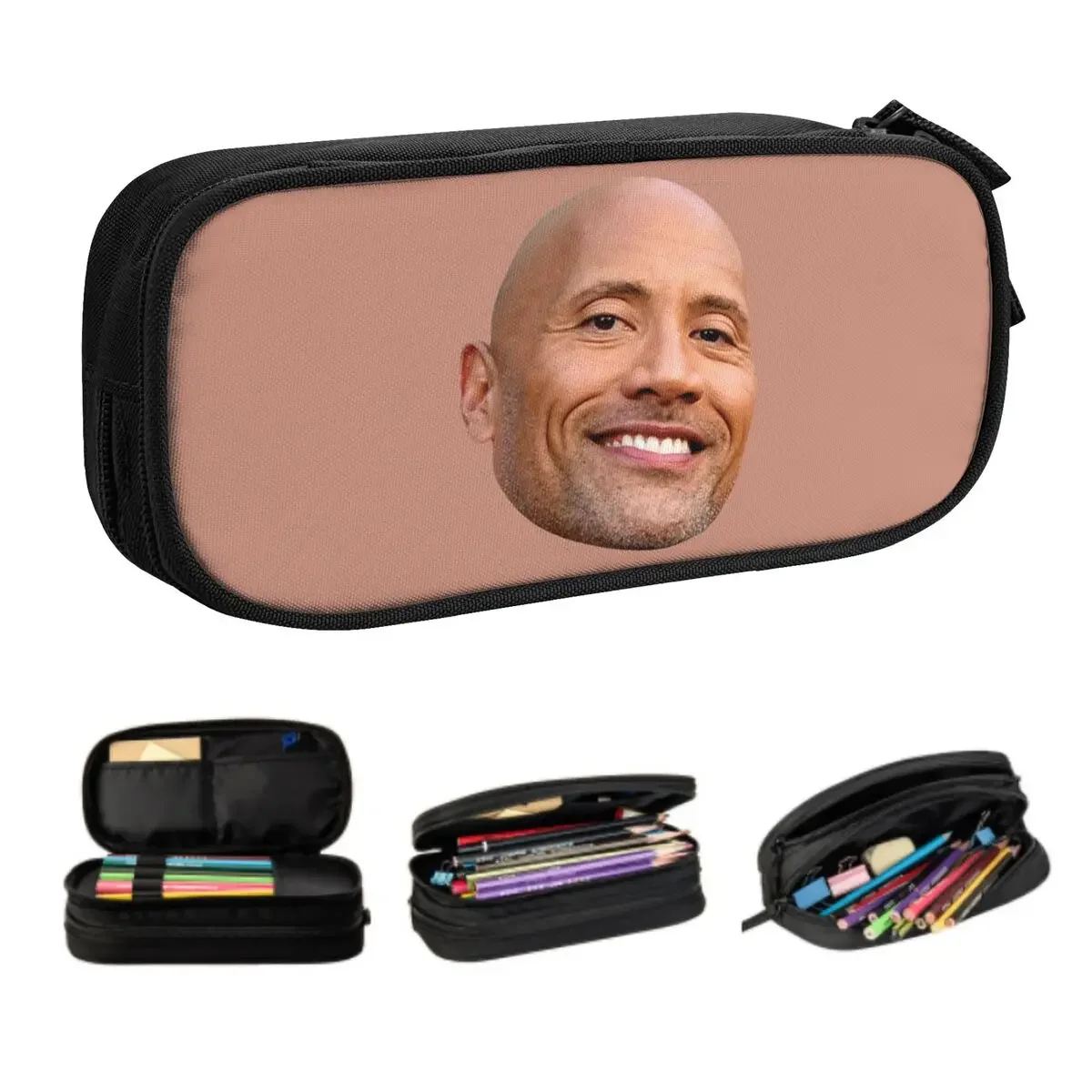 Trousse à Crayons Personnalisée The Rock Face Dwayne Kawaii pour Fille et Garçon, Grande Capacité, Acteur Américain, Johnson, Fournitures Scolaires