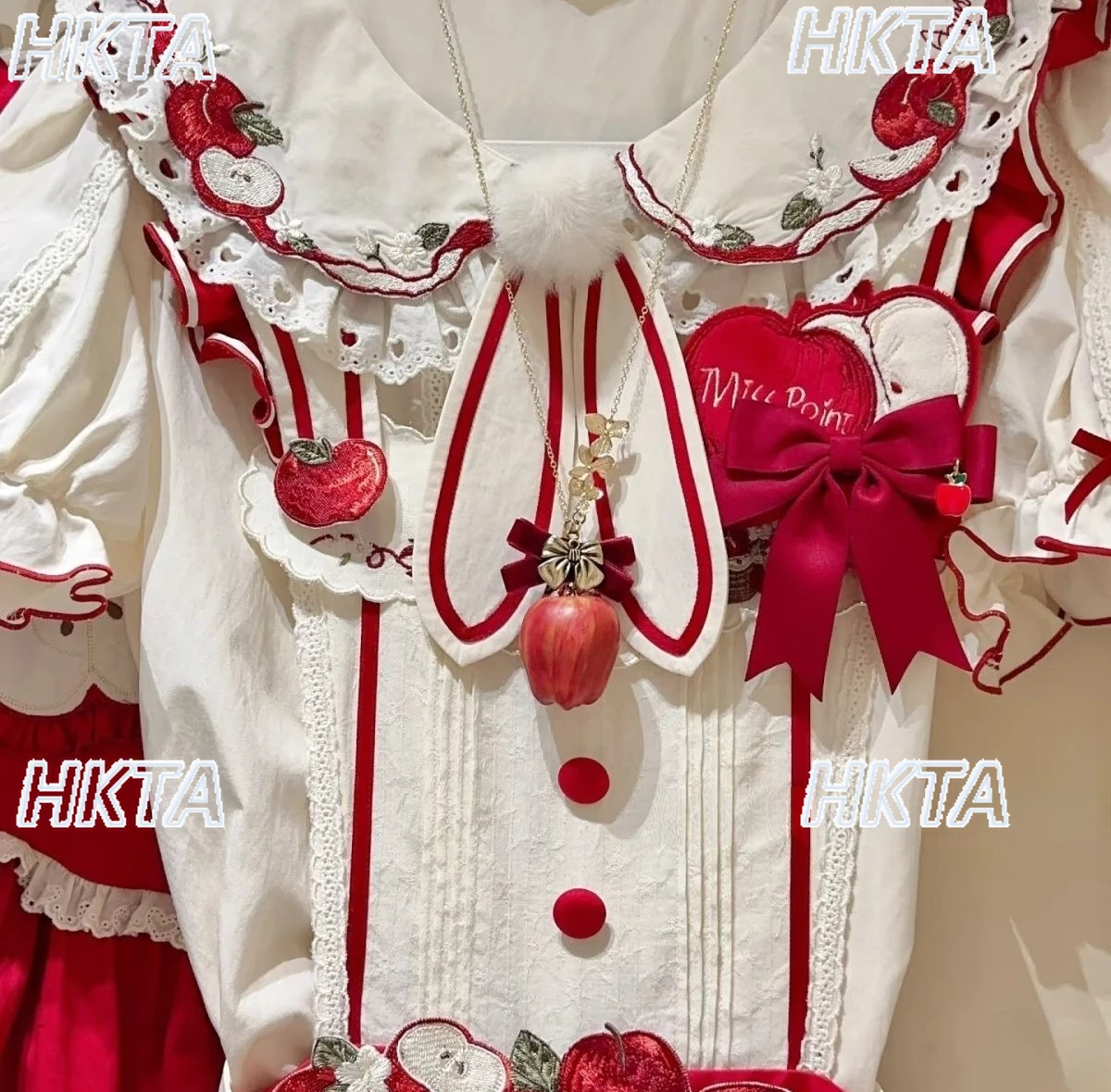 일본식 달콤한 자수 리본 주름 로리타 셔츠 귀여운 인형 칼라 버블 반소매 레이스 다용도 블라우스 여성용