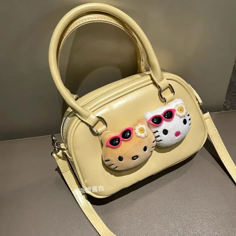 MBTI Vintage Y2k Womens Handbag Yellow Hello Kitty Fashion Cute Shoulder Bag Casual Harajuku Style Luxury Female New Boston Bag