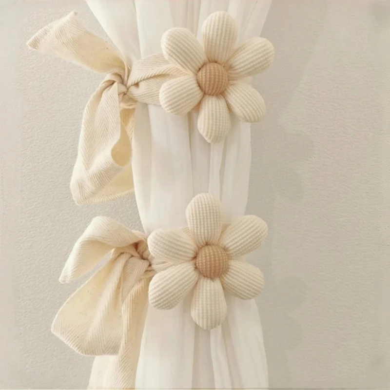 2PCS 3D Flower Shape Curtain Ties Car Curtain Ties Curtain Tie Backs Decorative Ties Bundle Rope Children's Room Decoration