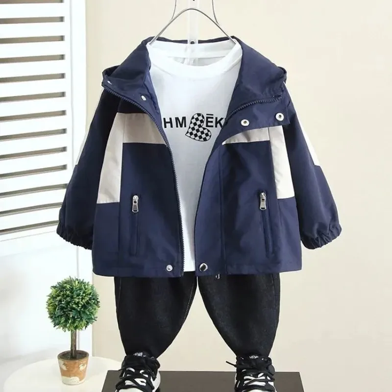 

Boys' coat Spring and Autumn new handsome children's casual hooded zipper jacket top 90-150cm