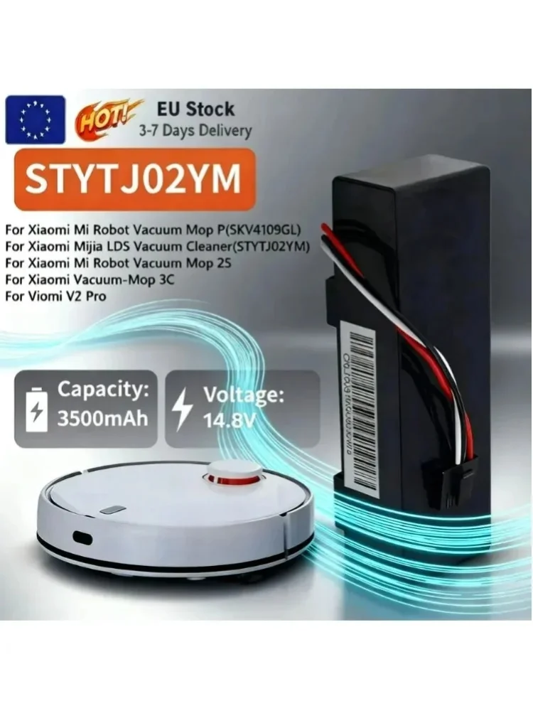 14,4V 12800mAh 4S1P Li-Ionen-Akku Ersatz für Xiaomi Mijia Mi Robot Vacuum-Mop 2S Mop P STYTJ02YM Roboter-Staubsauger Zubehör