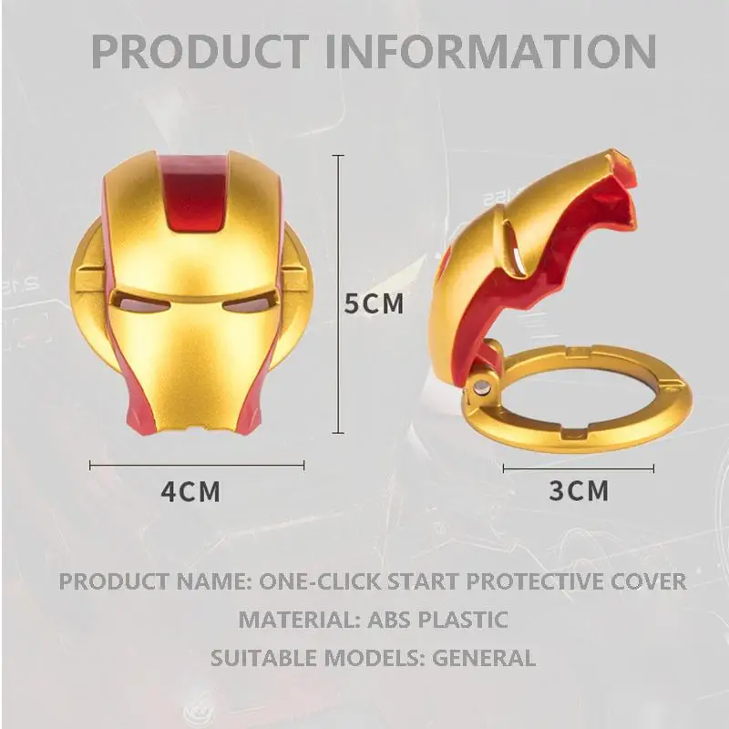 Marvel Superhero Batman Cool Iron Man 150 Degree Flip Car Engine Ignition Start Switch Button Protective Cover Trendy Gift