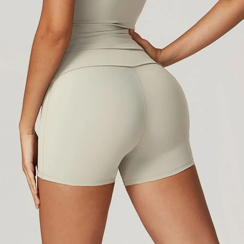 Pantalones cortos deportivos de cintura alta para mujer, pantalones cortos de Yoga transpirables suaves y ajustados para Fitness, pantalones cortos de Yoga para ciclismo, pantalones cortos atléticos para gimnasio