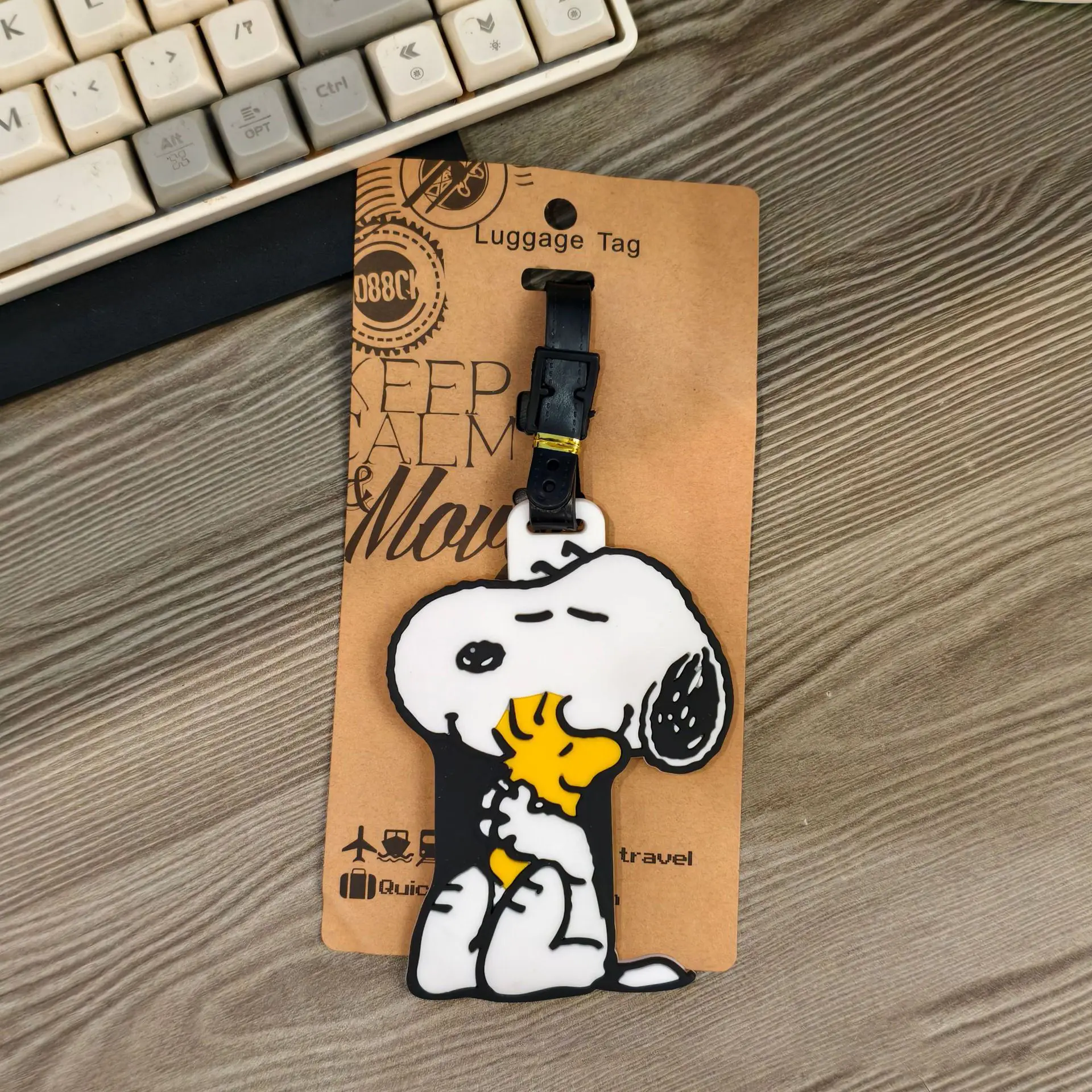 PEANUTS Snoopy Travel Puppy Series Luggage Tag Cute Cartoon Suitcase Name Tag Bag ID Holder Adjustable Strap Travel Accessory - view 4
