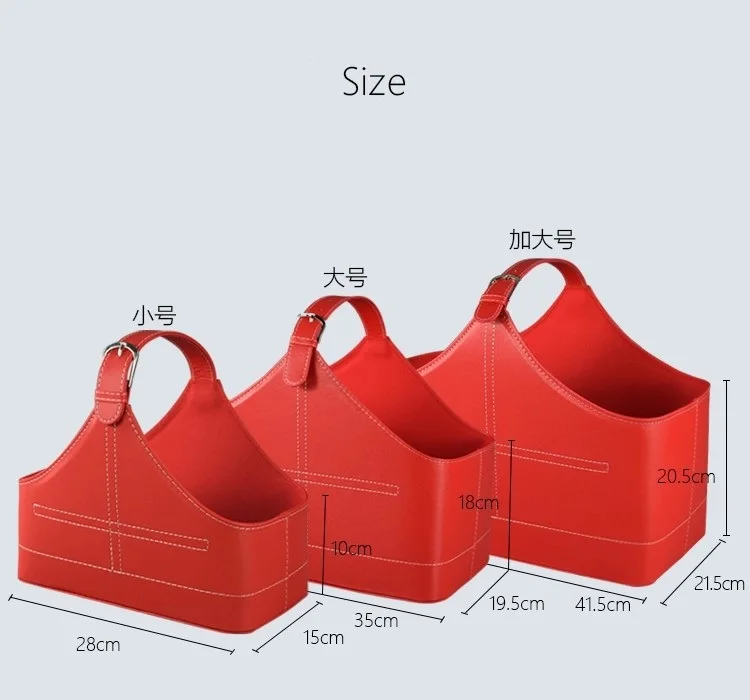 سلة تخزين هدايا جلدية، سلة فواكه محمولة باليد، سلة هدايا عيد الميلاد ومهرجان الربيع، سلة جلدية من النبيذ الأحمر #4