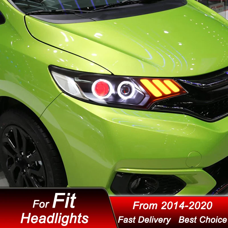 تصفيف السيارة المصابيح الأمامية لهوندا صالح GK5 2014-2020 موستانج نمط كامل LED الجمعية ترقية عدسة العارض اكسسوارات عدة