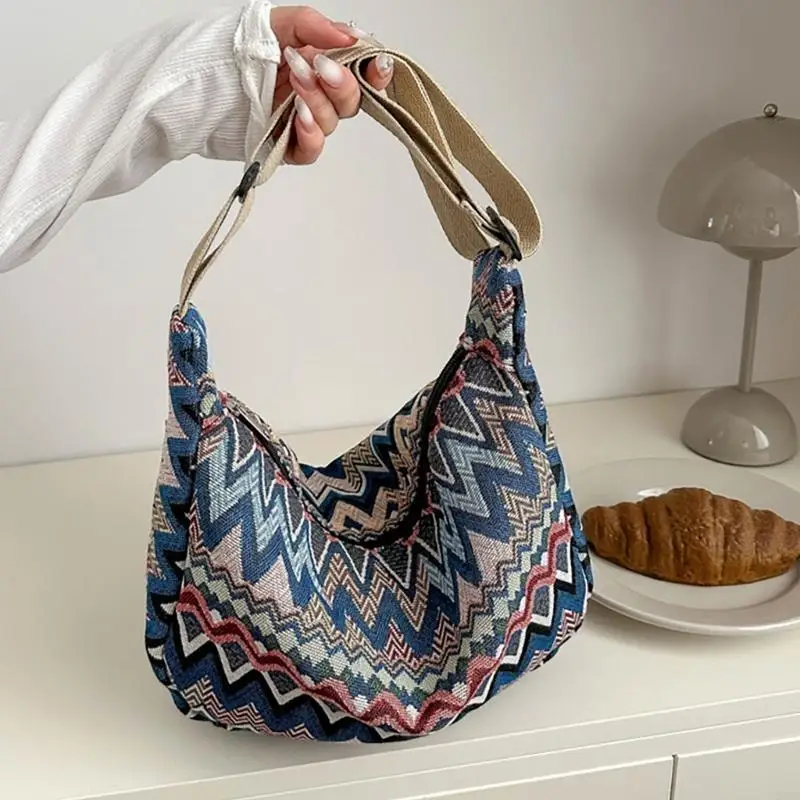 حقيبة Crossbody للنساء والبنات Canvas على الطراز البوهيمي محفظة الكتف الكتف الكبيرة للتسوق والعمل 20ca #1