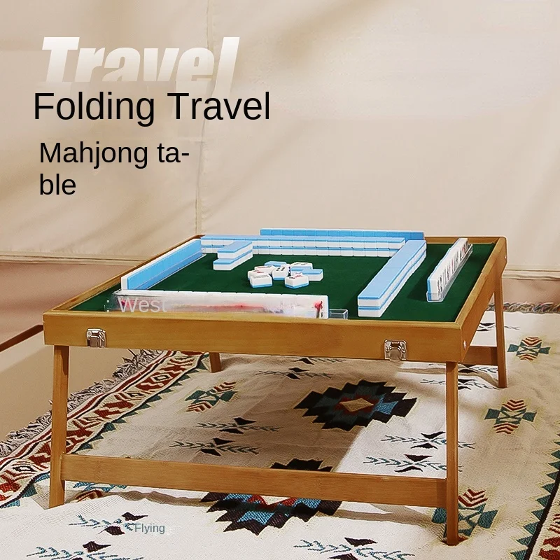 Outdoor portable mahjong travel folding mahjong table set portable solid wood tourism dormitory small sparrow