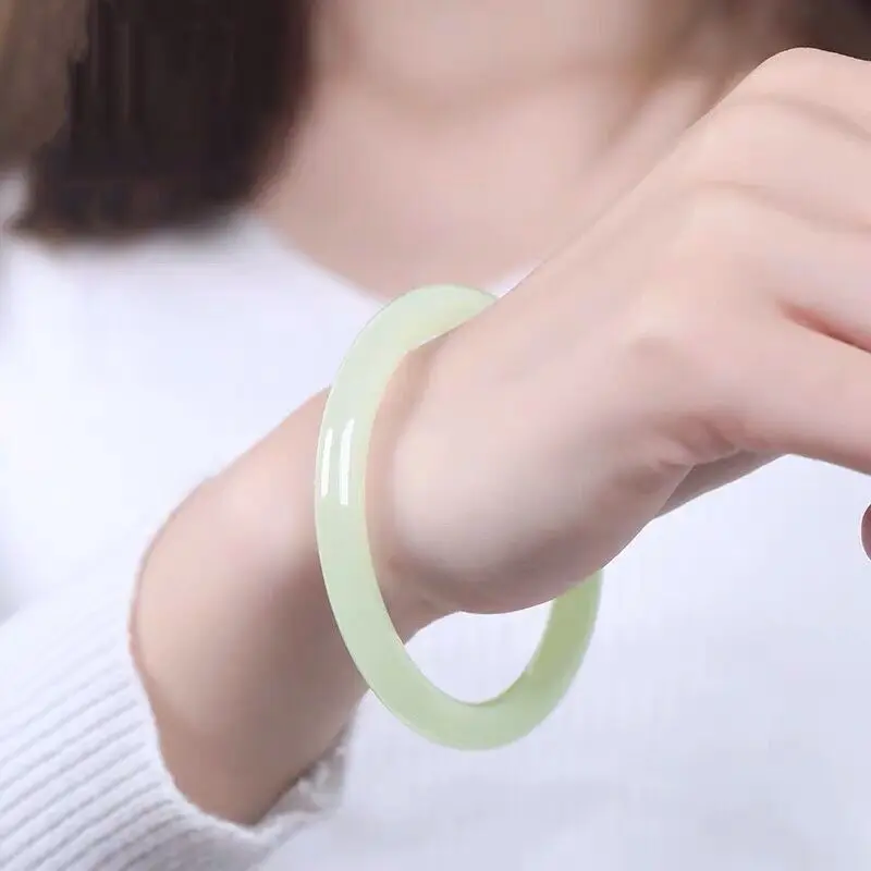 

Высококачественный браслет из нефрита цвета ледяной зелени, браслет из нефрита цвета чистой воды, браслет из зеленого нефрита, тонкий круглый браслет-полоска, браслет из нефрита цвета ледяного семени, праздничные подарки