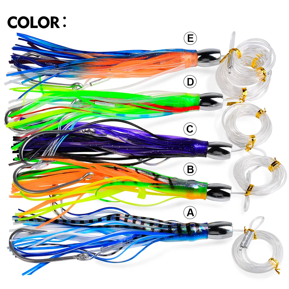 

1pcs 65g/70g/100g Luya Bait Octopus Soft Skirt Lure Deep Sea Boat Fishing Big Trolling Bait for Tuna Wahoo Sinking 3D Tackle