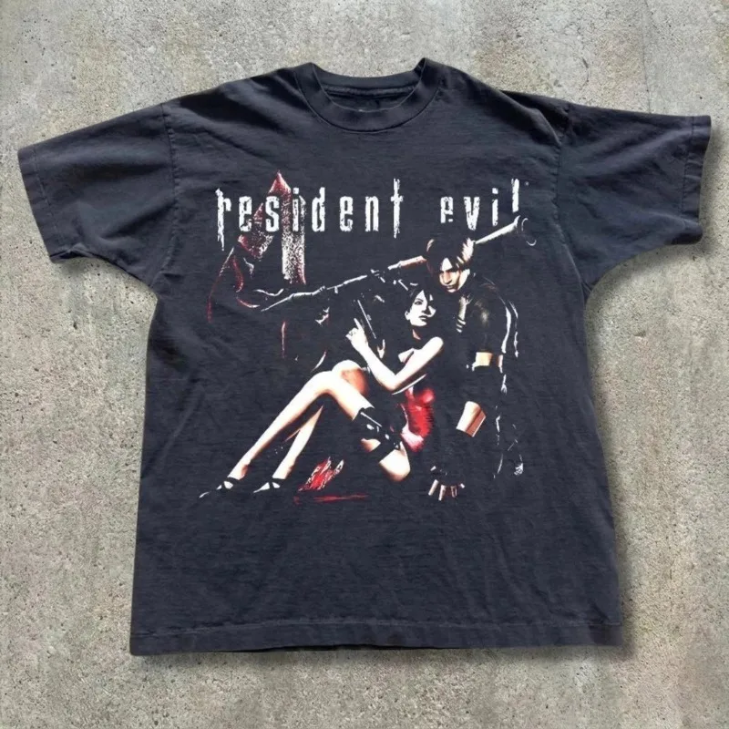 Resident Evil Horror Game Character Graphic T-shirt for Men's Summer New Unisex Harajuku Style T-shirt