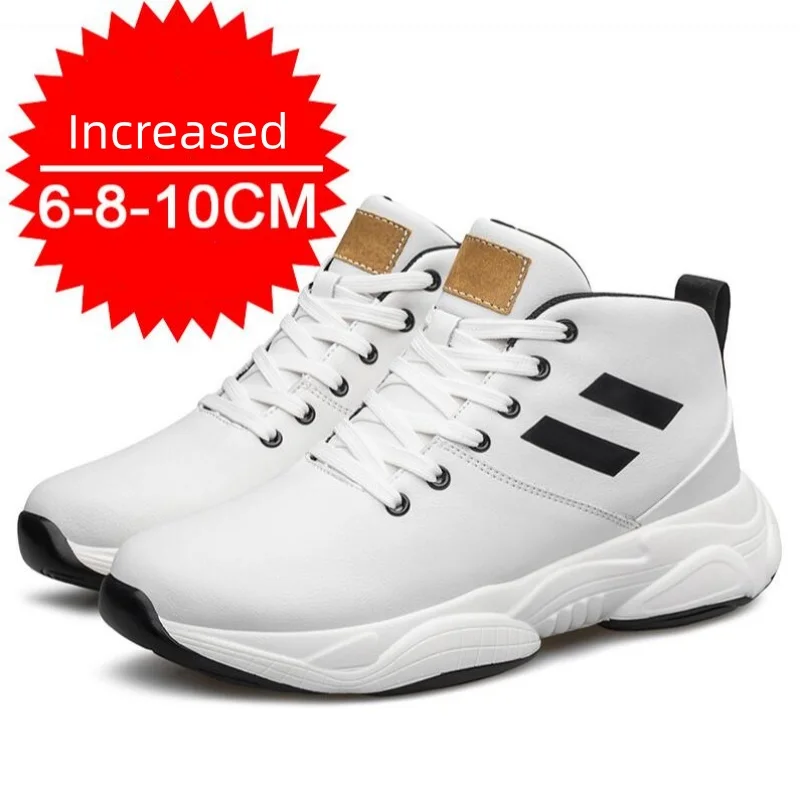 Herren-Sneaker aus echtem Leder mit integrierter Erhöhung, 8 cm hohe Einlegesohlen, versteckter Absatz, sportliche Wirkung_voghion.com