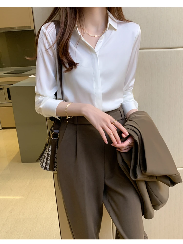 Long Sleeve Casual Shirts Women Chiffon Shirts Women Solid Slim Tops Blouses Female camisa feminina