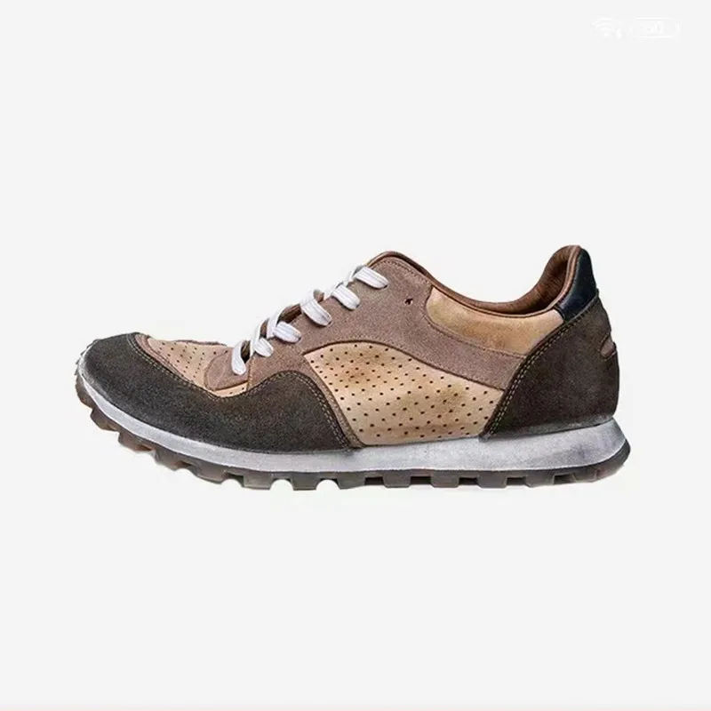 Zapatillas deportivas de cuero de vaca para hombre, zapatos informales, suaves y transpirables, para acampar al aire libre, Trekking, montar, Fitness, viajes