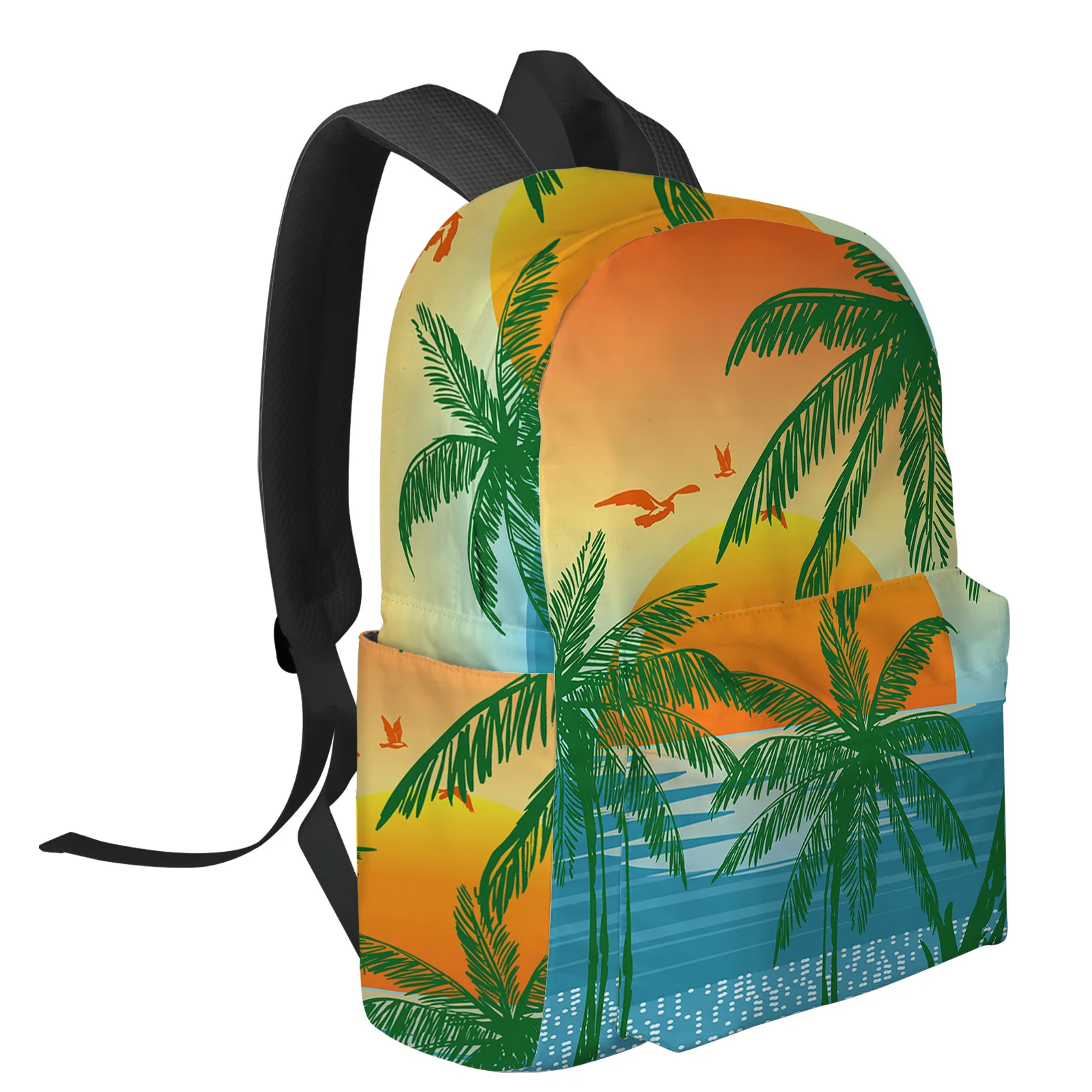 Coconut Trees Sunset Seagulls Sea Water Backpacks Custom Student School Bags Laptop Backpack Men Women Female Travel Mochila