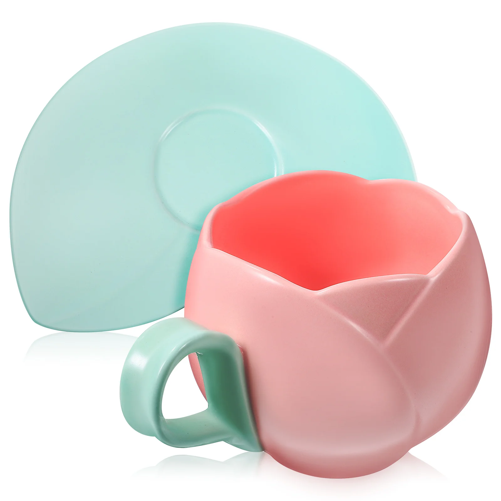 

Ceramic Mug Saucer Set Large Capacity Retro Tulip Flower Coffee Cup Tea Cup for Home Office Kitchen Mug Saucer Set