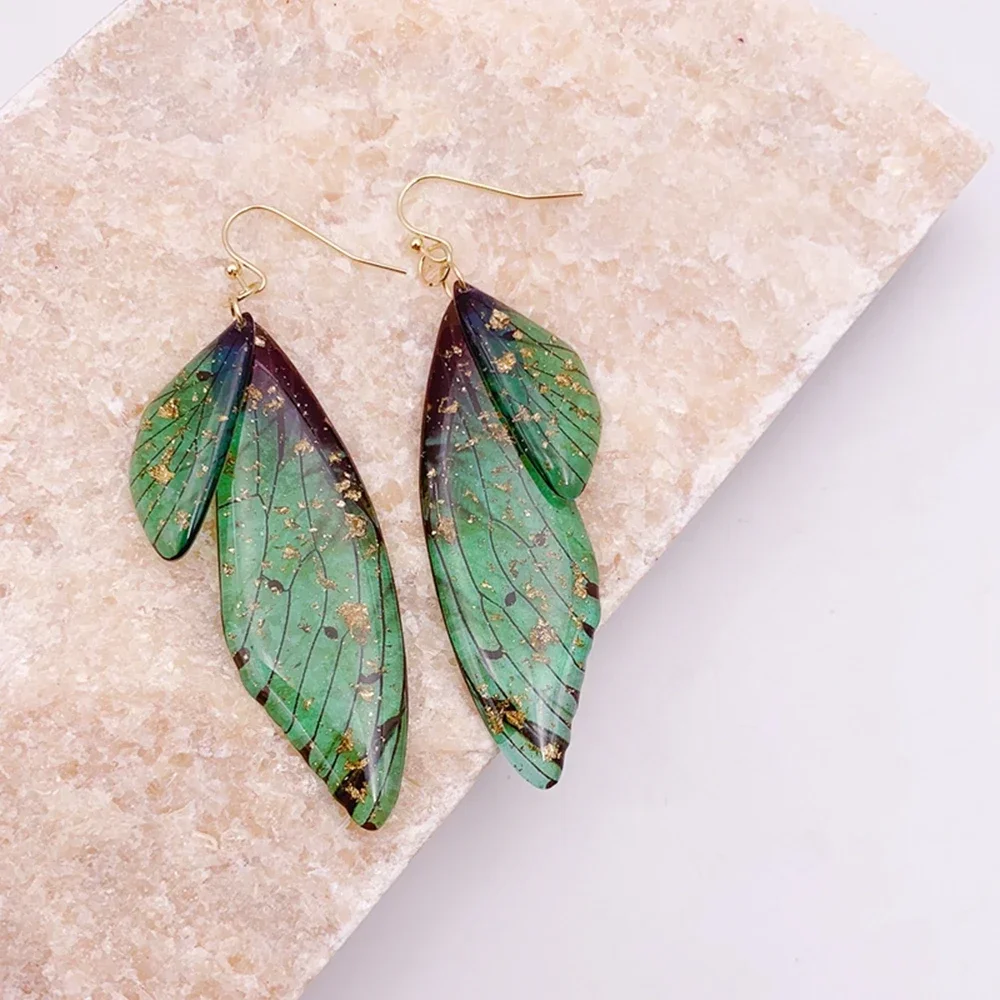 Minar Rainbow Gradient Resin Butterfly Dangle Earrings
