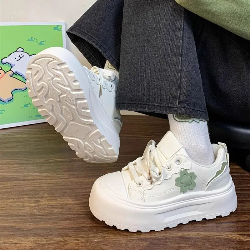 

Thick Platform Height Boost Sneakers 2025 New Women Classic White Casual Shoes Student Campus Trend Comfortable Walking Shoes