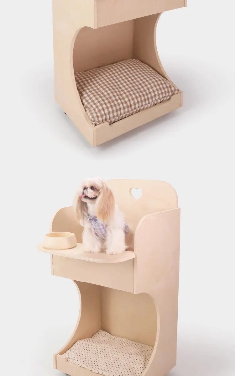 ペット用ダイニングカー 猫と犬用 移動式ダイニングテーブル 椅子 ダブルペット家具