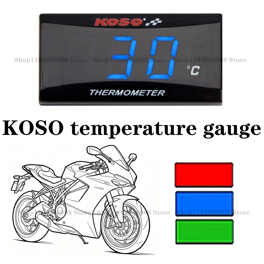 

KOSO Water Temperature Gauge Motorcycle Thermometer LED digital display screen waterproof instrument Sensor Accessories