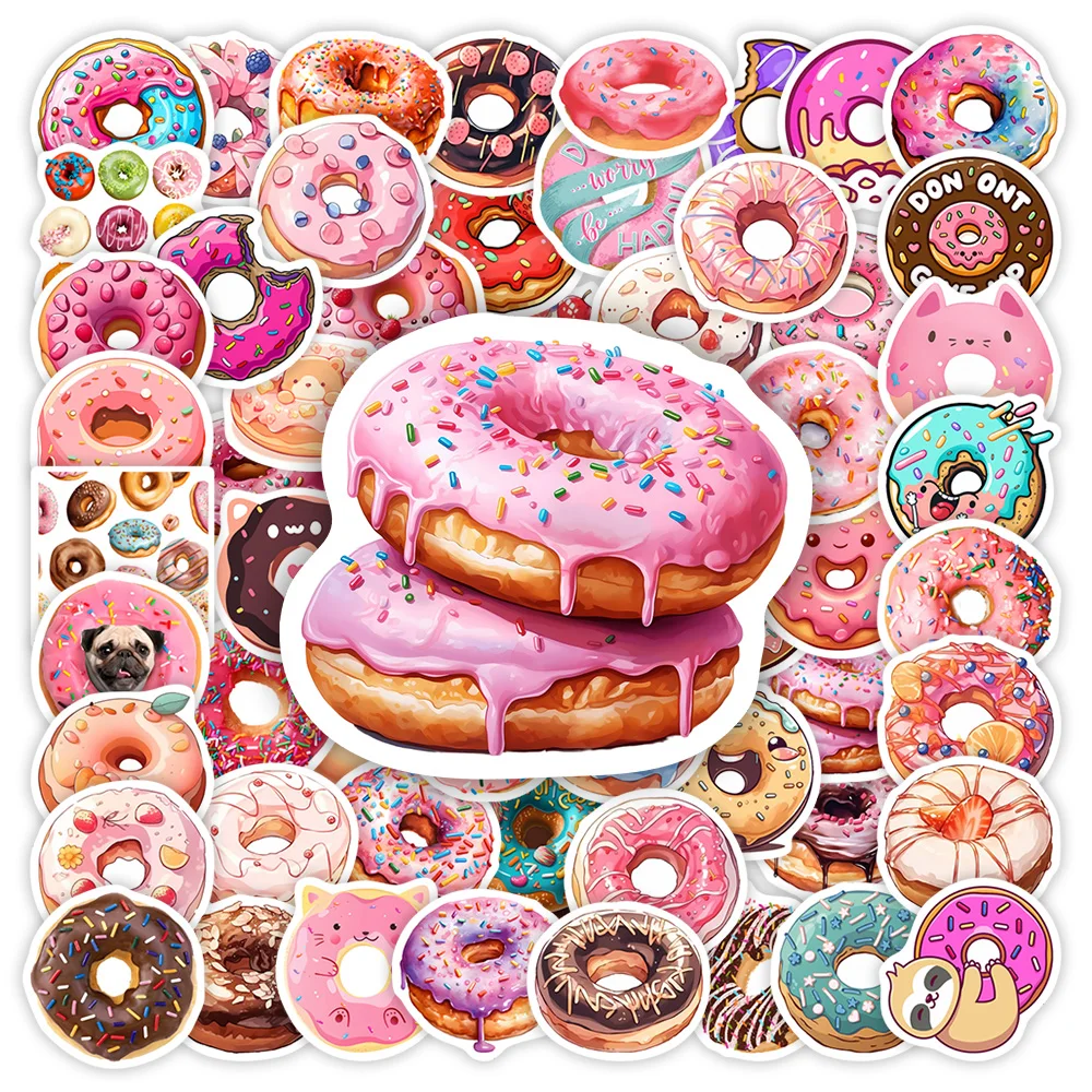 Cute Cartoon Donut Stickers Sweet Dessert DIY Toys Gift Decorative Decal for Journal Laptops Phonecase Bottle Luggage Waterproof