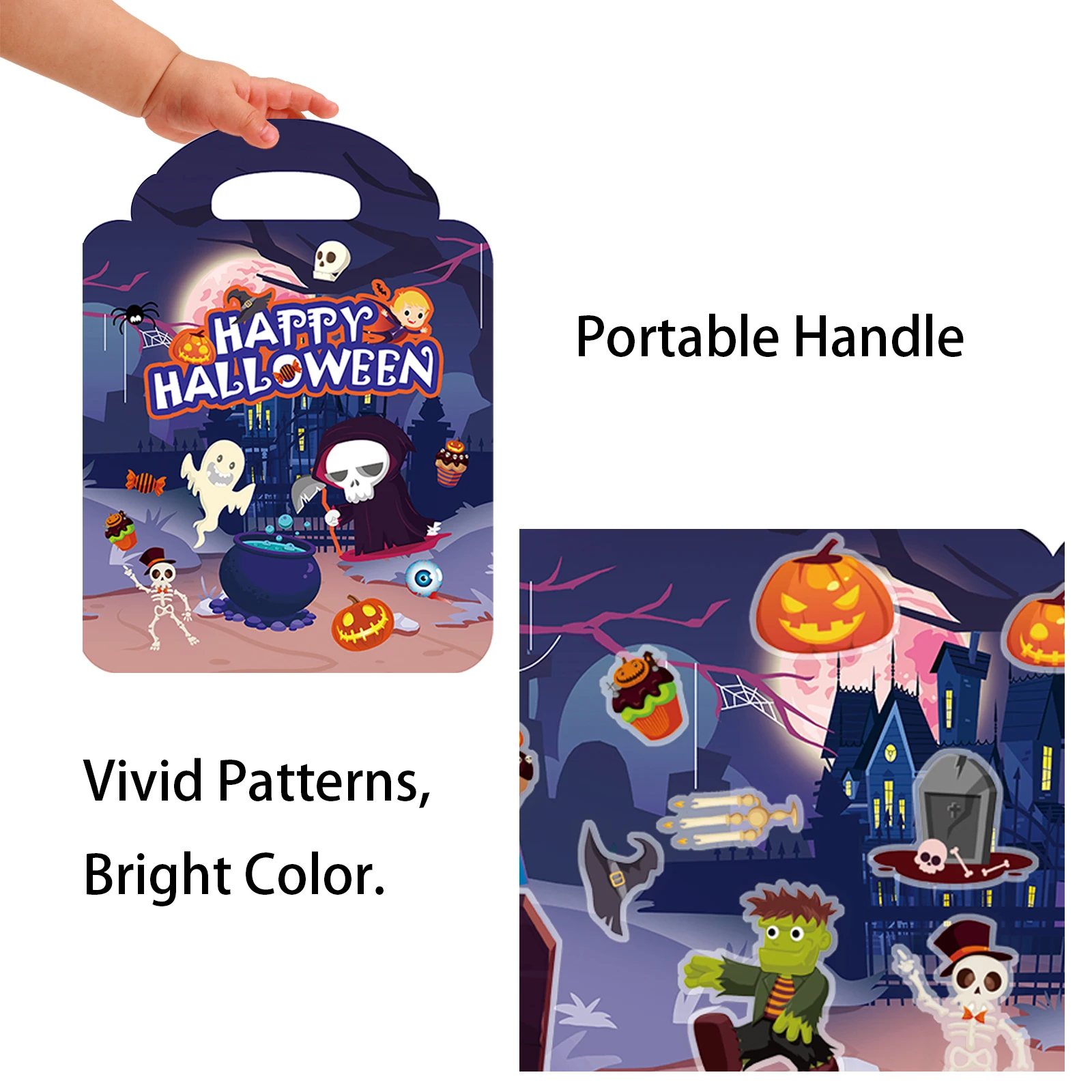 Halloween Reusable Sticker Books for Kids Age 2-4, Toddlers Sticker Toys, Sticker Activity Books for Toddlers, Learning Sticker