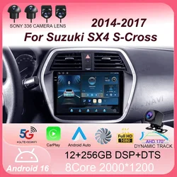Android 16 For Suzuki SX4 S-Cross 2014 2015 2016 2017 Car Radio Multimedia Player Stereo GPS WIFI+4G wireless Carplay Auto video