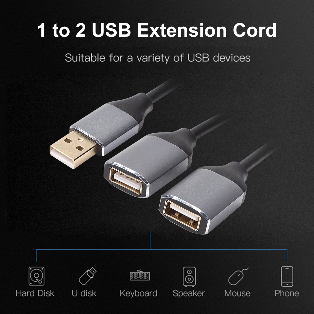

2 in 1 USB Cable Y Splitter USB Adapter Data Hub Power Adapter Y Splitter USB Charging Power Extension Cord