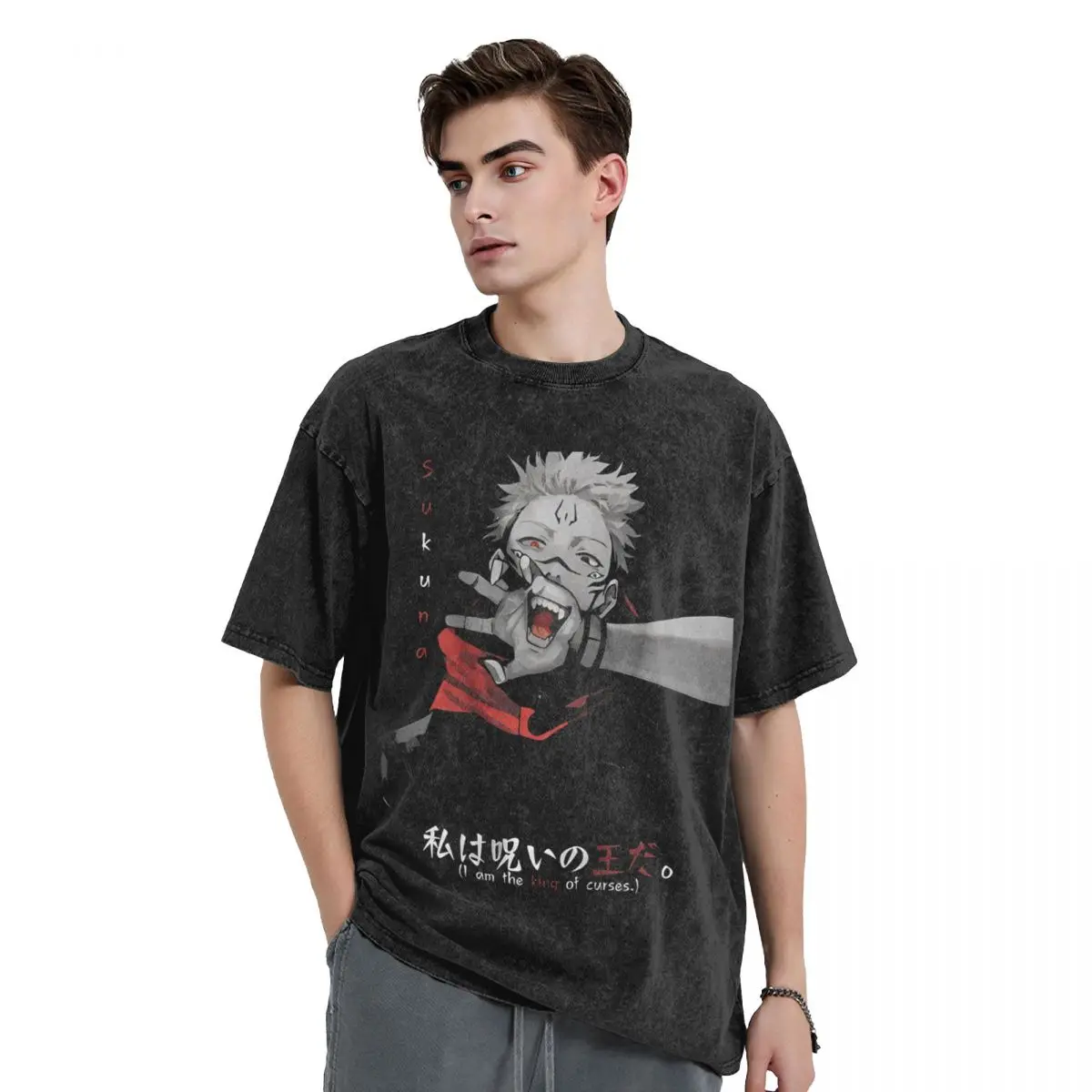 Anime Jujutsu Kaisen Gojo Satoru T Shirts Washed 100% Cotton Harajuku T-Shirts Ryomen Sukuna Retro for Men Women Tops Tees