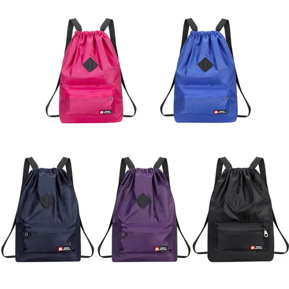 Trendy Nylon Drawstring Backpack Drawstring 5 Colors School Student Backpack Waterproof Washable Travel Bag Unisex