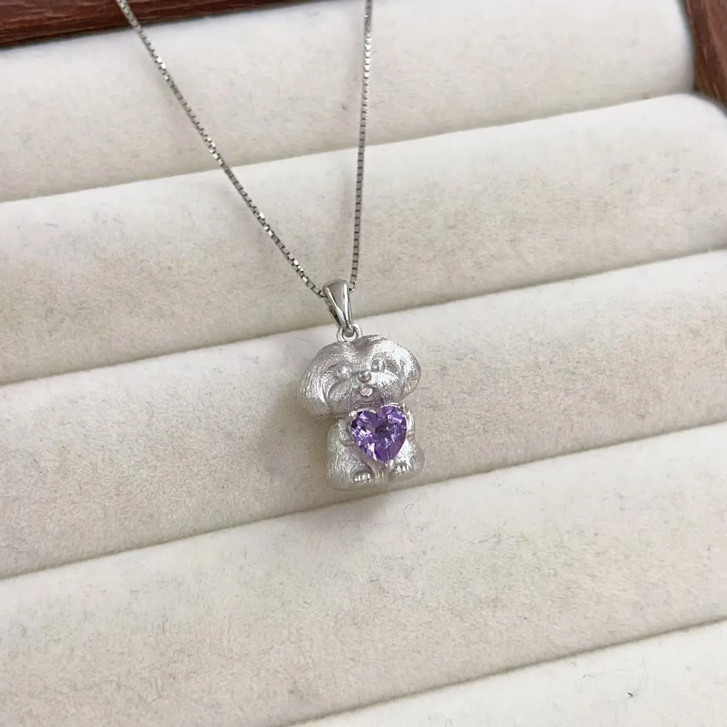 natural-purple-quartz-teddy-bear-pendant-women's-fashion-simple-versatile-unique-design-s925-pure-silver-necklace