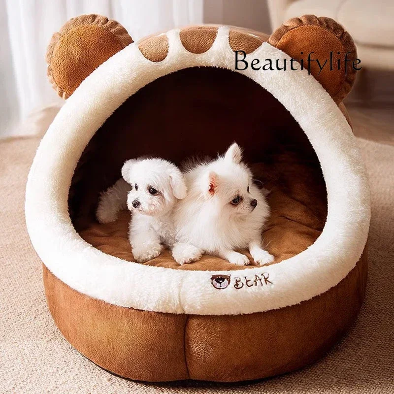 

Pd BJ Cozy Plush Fluffy Dog Bed Removable Hood Cover Blanket Indoor Pet Bed Sofa Kennel Large Dogs Panier Chien House Accessorie