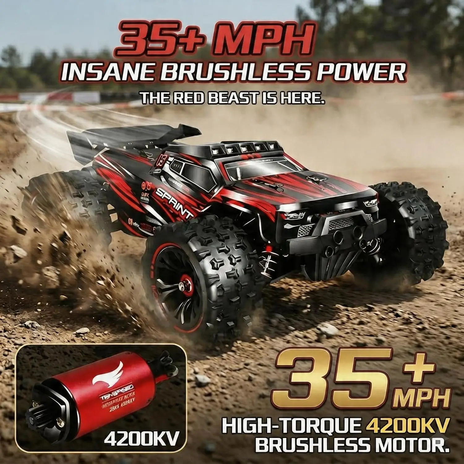 Brushless RC Truck 1/14 Scale 35 Mph 2X 3S LiPo 4WD Hobby Car for Beginners with Adjustable Servo Difference Color Available