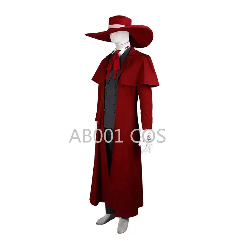 Disfraz de cazador de vampiro para hombres y mujeres, traje de Cosplay de Hellsing Alucard, gabardina, abrigo largo, camiseta, pantalones, traje de Carnaval de Halloween