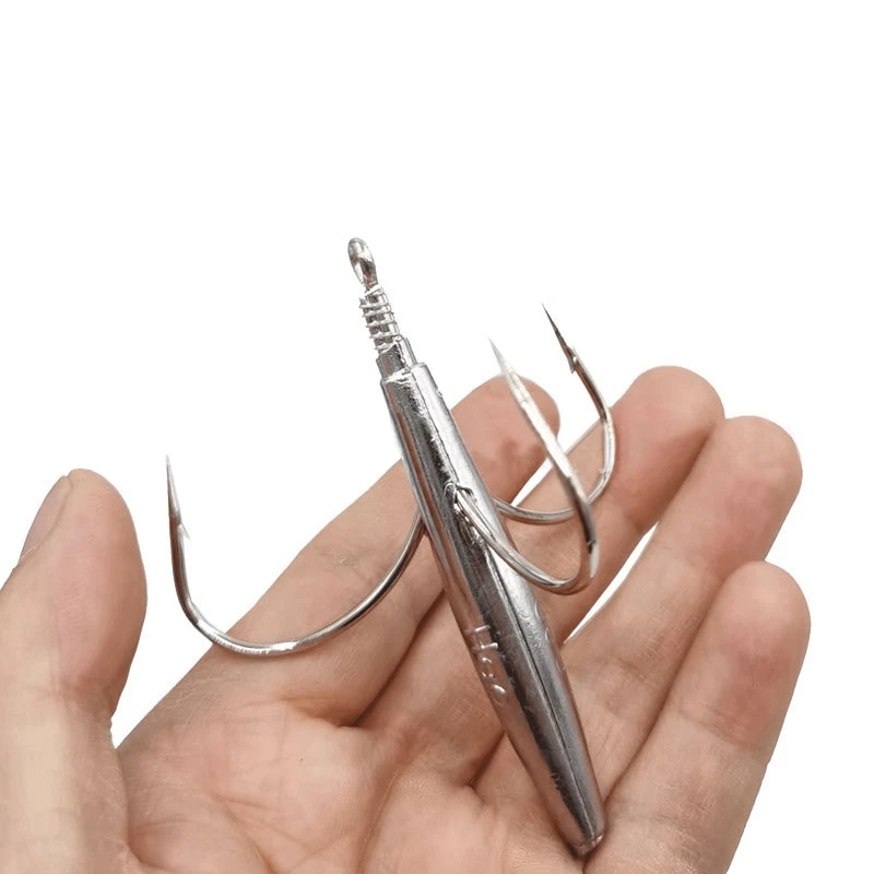 خطاف صيد السمك ثلاثي الدنيس البحري معدات صيد الأسماك 20-100 جرام خطافات صيد شائكة ثلاثية للمياه المالحة خطاف طعم باس عملاق كريلوكيز لاريو ريتبالكي #2