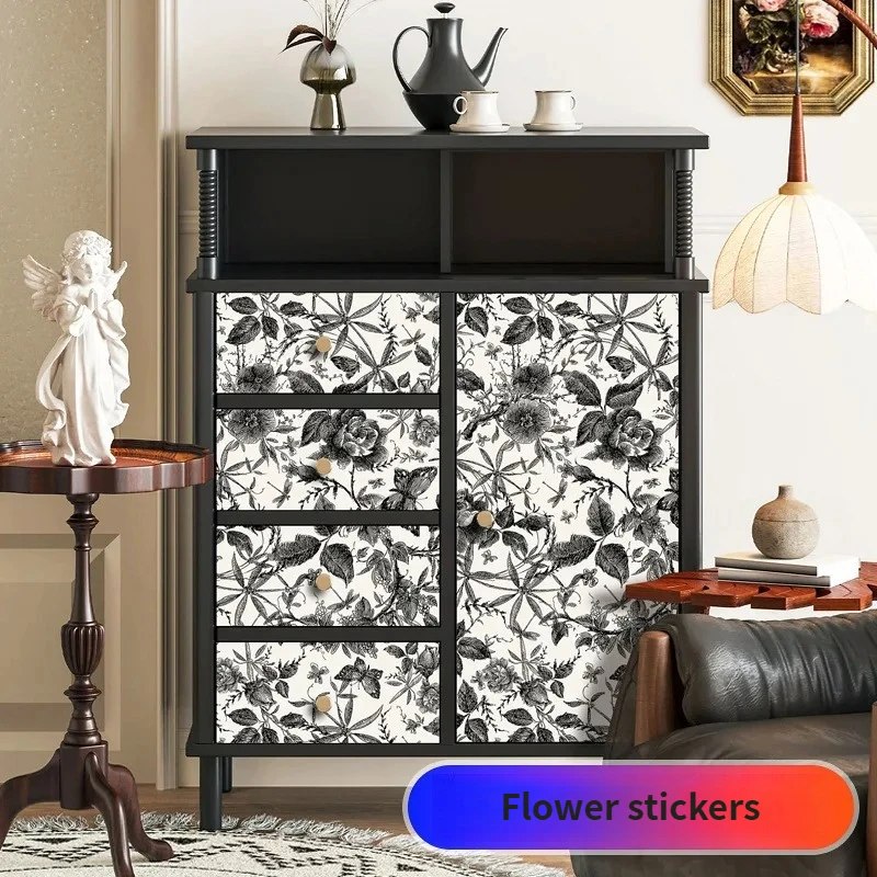 Self-Adhesive Waterproof PVC Wallpapers Retro Floral Butterfly Wallpaper for Home Decoration Peel Stick Cabinet Wall Stickers
