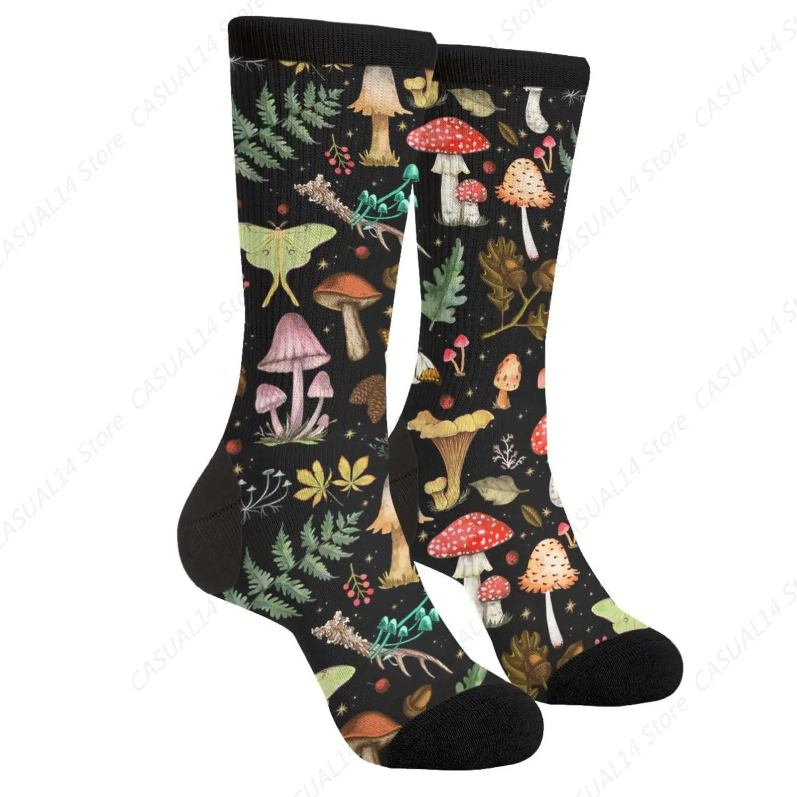 Mushrooms Funny Novelty Socks Unisex Crazy Crew Dress Socks Print