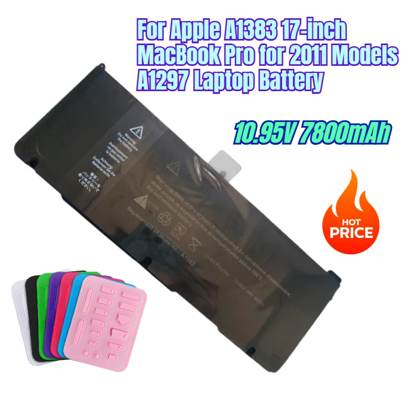 

10.95V 7800mAh for Apple A1383 17-inch MacBook Pro for 2011 Models A1297 Laptop Battery