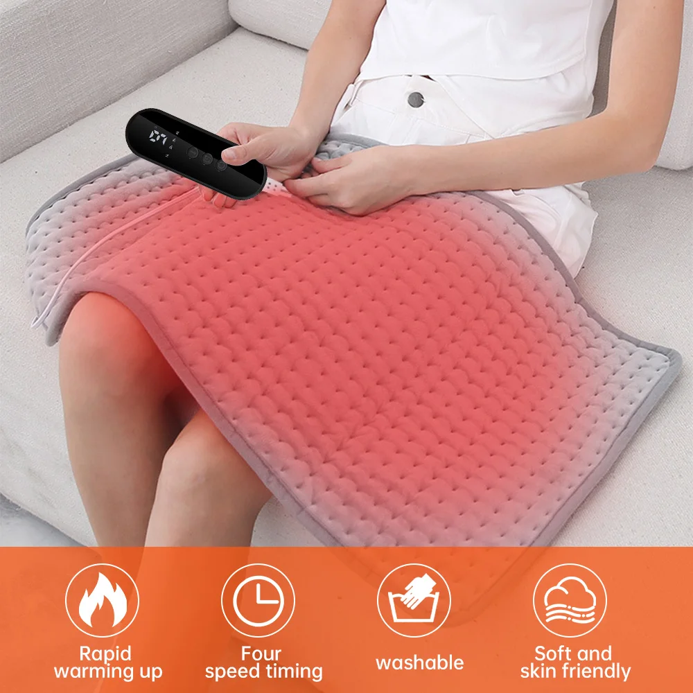 Electric Heating Pad Adjustable Temperature Heat Pad 4 Timer Settings Warm Shawl Fatigue Eliminate Home Office Warming Blanket